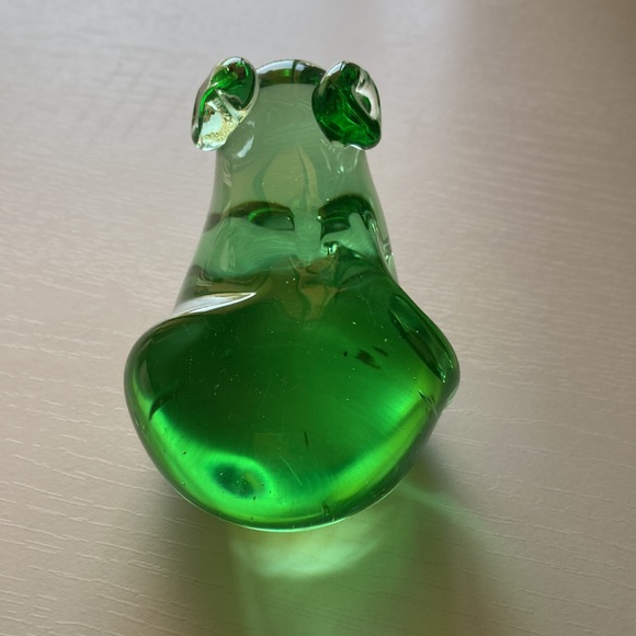 Blown Glass Green Frog Paperweight Glass Art Sculpture Nature - Picture 7 of 13